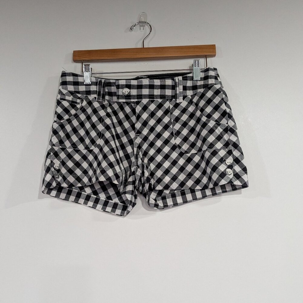 Powder Room Cotton Gingham Shorts Black White Size 7